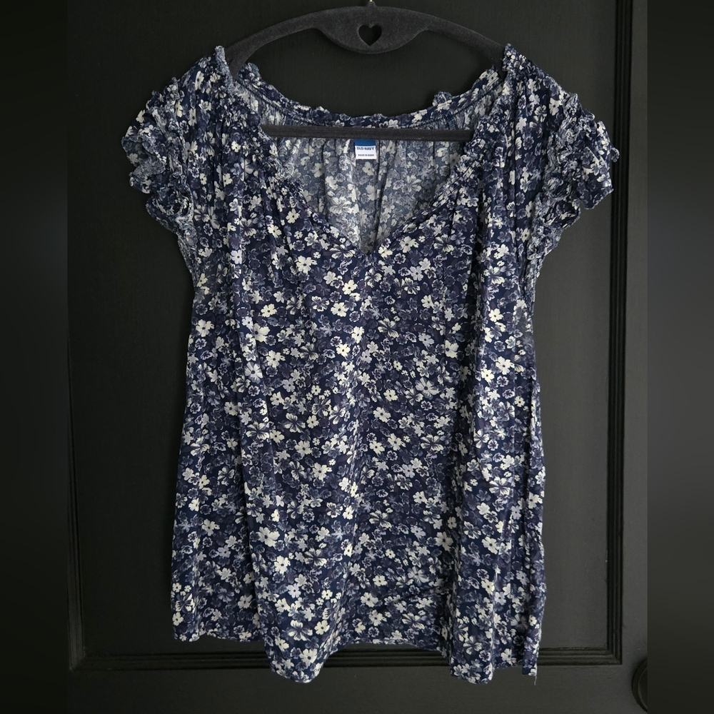 Old Navy Navy Floral Blouse